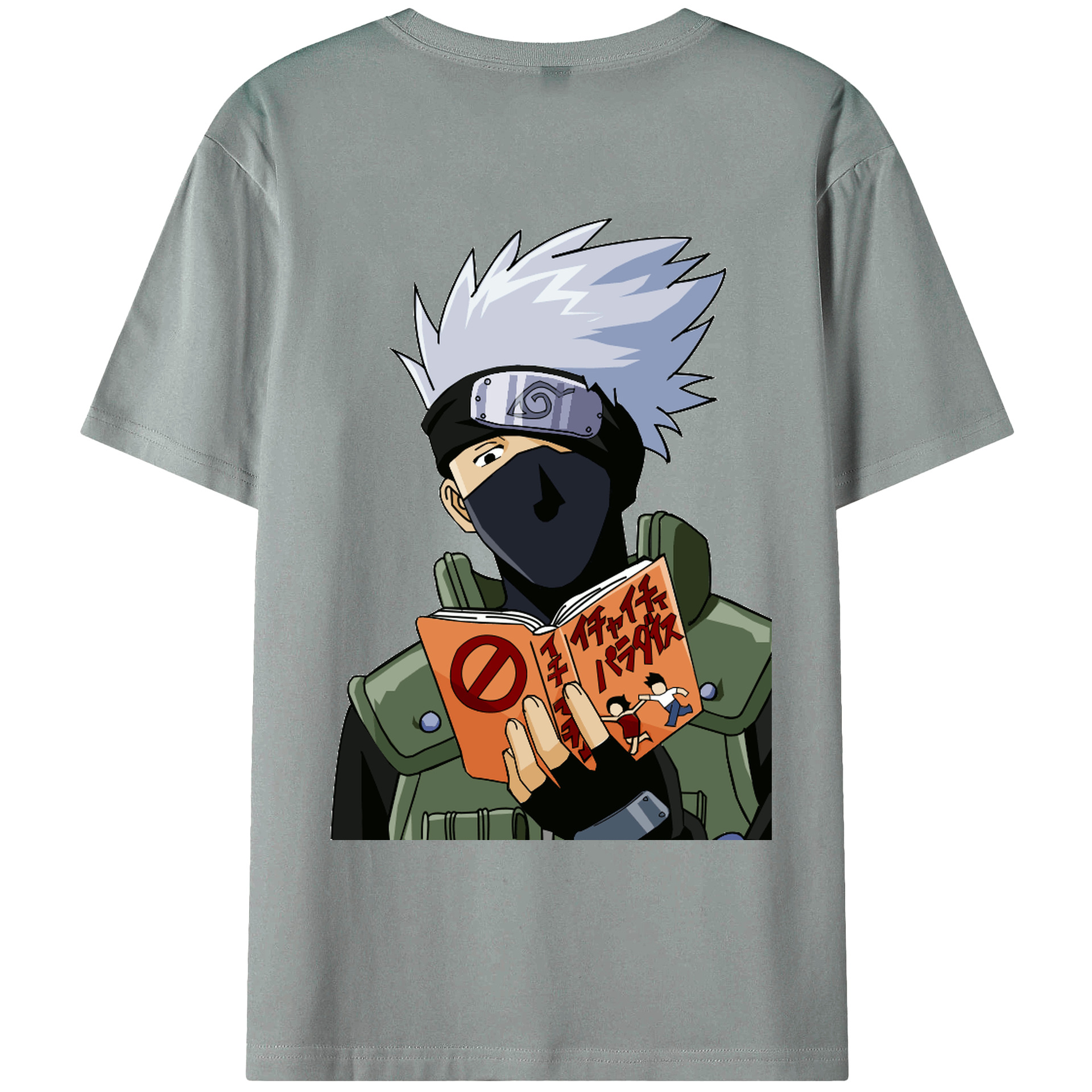 （画像用） NARUTO -ナルト- はたけ カカシ Hatake Kakashi 綿100％ メンズ半袖Tシャツ（バックプリント） 通気性